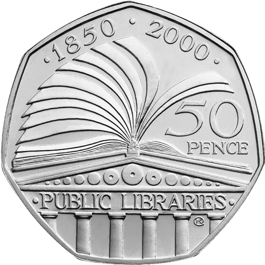 Reverse: Elizabeth II 2000 50p Public Libraries