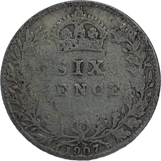 Reverse: Edward VII 1907 Sixpence