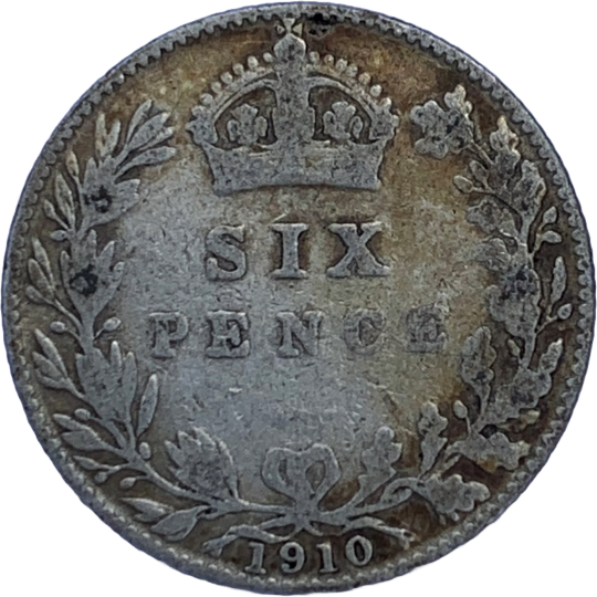 Reverse: Edward VII 1910 Sixpence