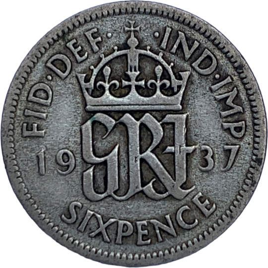 Reverse: George VI 1937 Sixpence