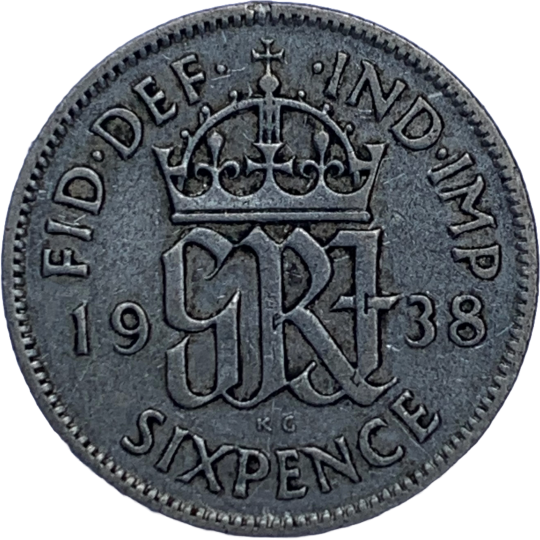Reverse: George VI 1938 Sixpence