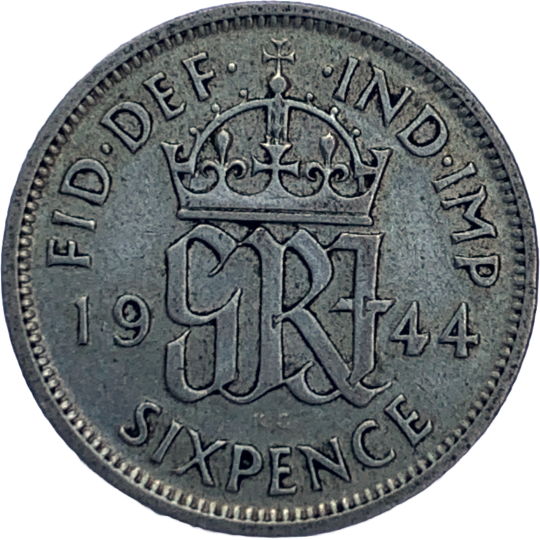 Reverse: George VI 1944 Sixpence