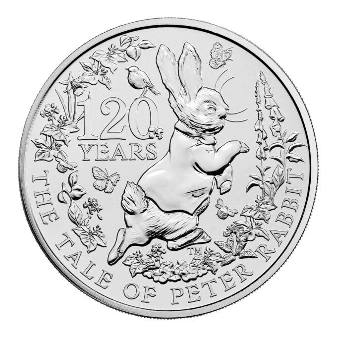 Reverse: Elizabeth II 2022 £5 120 Years Peter Rabbit
