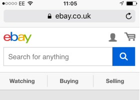 eBay mobile website