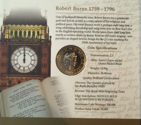 2009 Robert Burns £2 Coin Presentation Folder