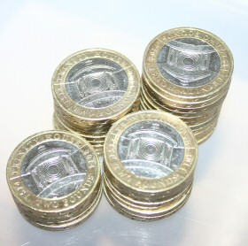 4 stacks of Trinity House £2 coins