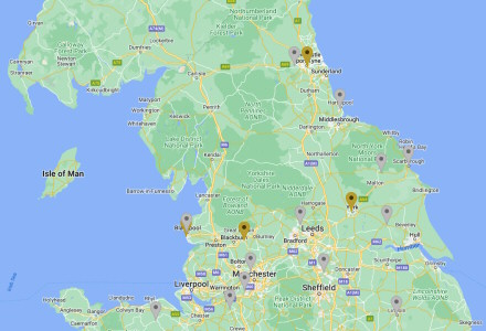 North of England coin dealer map