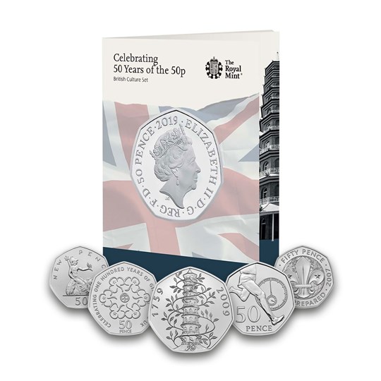50 Years of the 50p Brilliant Uncirculated Set - British Culture [Royal Mint]