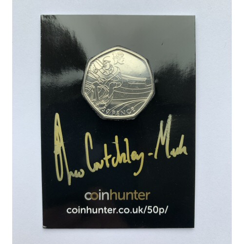 2011 Olympic Cycling Circulated 50p [Coin Hunter card] signed by designer Theo Crutchley-Mack
