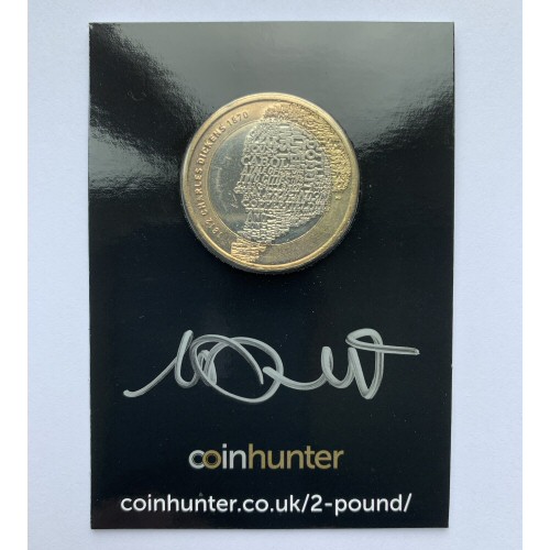 2012 Charles Dickens Circulated 2 Coin [Coin Hunter card] signed by designer Matthew Dent