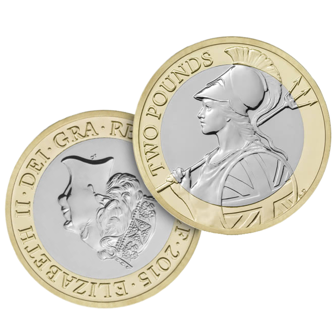 £2 Coin 2015 Britannia (Error: Rotation up to  150 degrees)