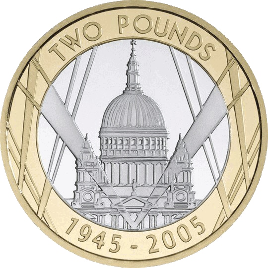 Reverse: Elizabeth II 2005 £2 World War II