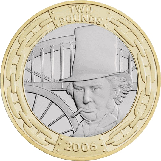 Reverse: Elizabeth II 2006 £2 Brunel Achievements
