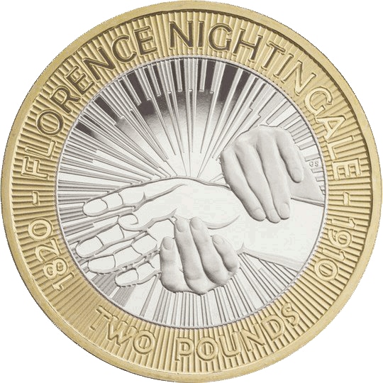 Reverse: Elizabeth II 2010 £2 Florence Nightingale