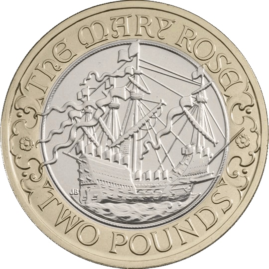 Reverse: Elizabeth II 2011 £2 Mary Rose