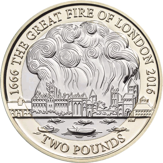 Reverse: Elizabeth II 2016 £2 Great Fire of London