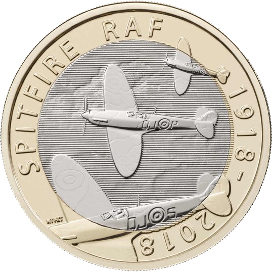 Reverse: Elizabeth II 2018 £2 RAF Centenary Spitfire