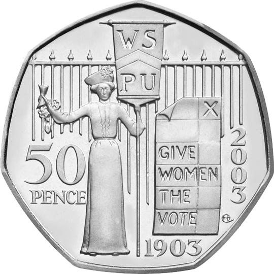 Reverse: Elizabeth II 2003 50p Suffragettes