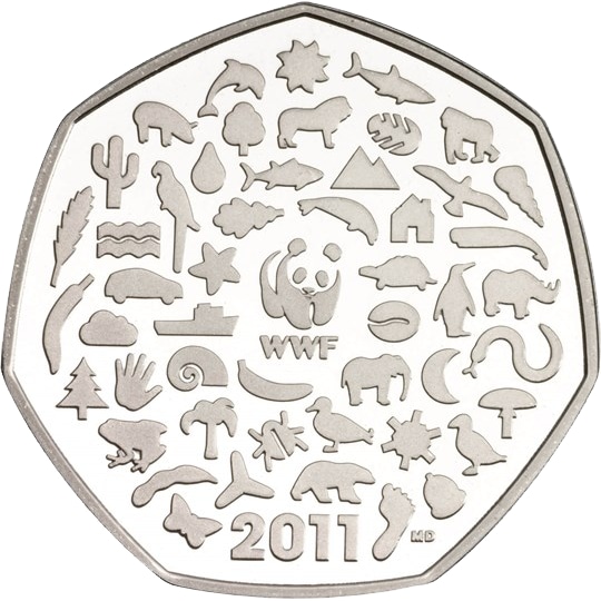 Reverse: Elizabeth II 2011 50p WWF