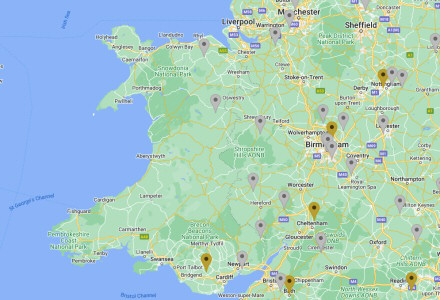 Wales coin dealer map