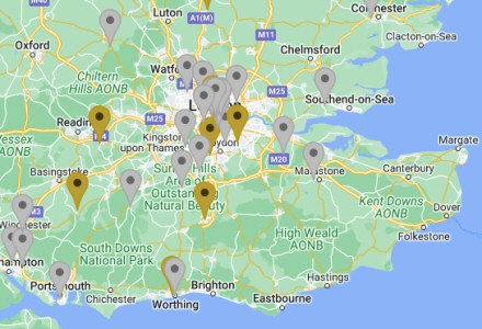 South East England coin dealer map