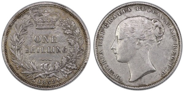 Victoria 1858 Shilling