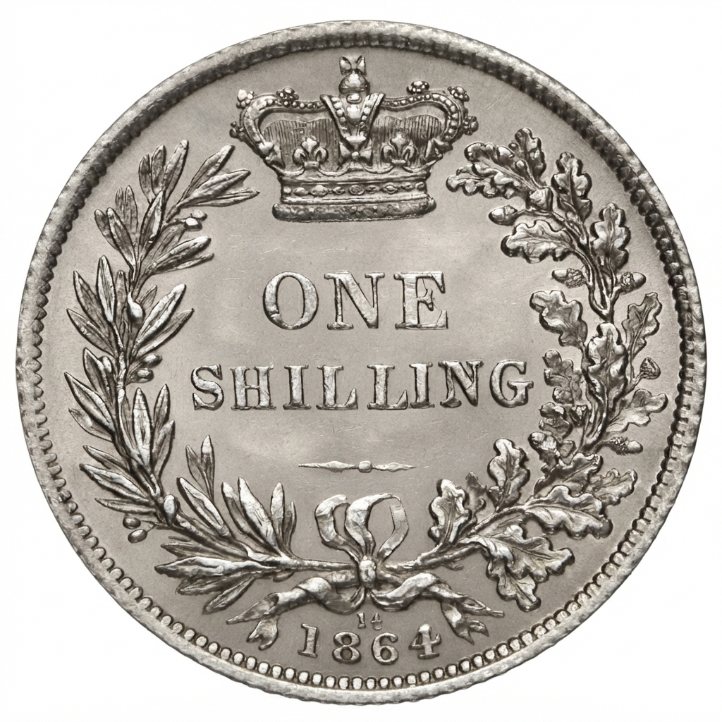 Reverse: Victoria 1864 Shilling