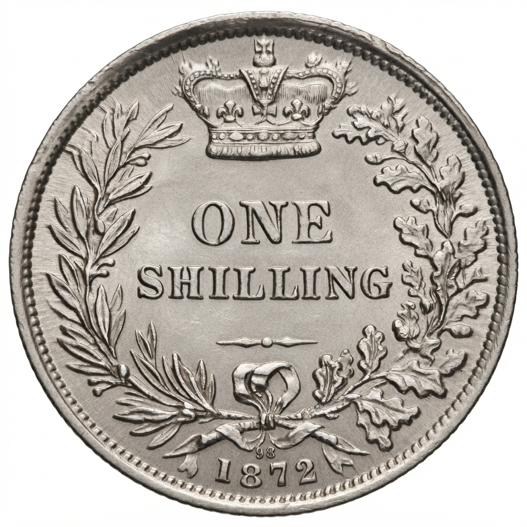Reverse: Victoria 1872 Silver Shilling