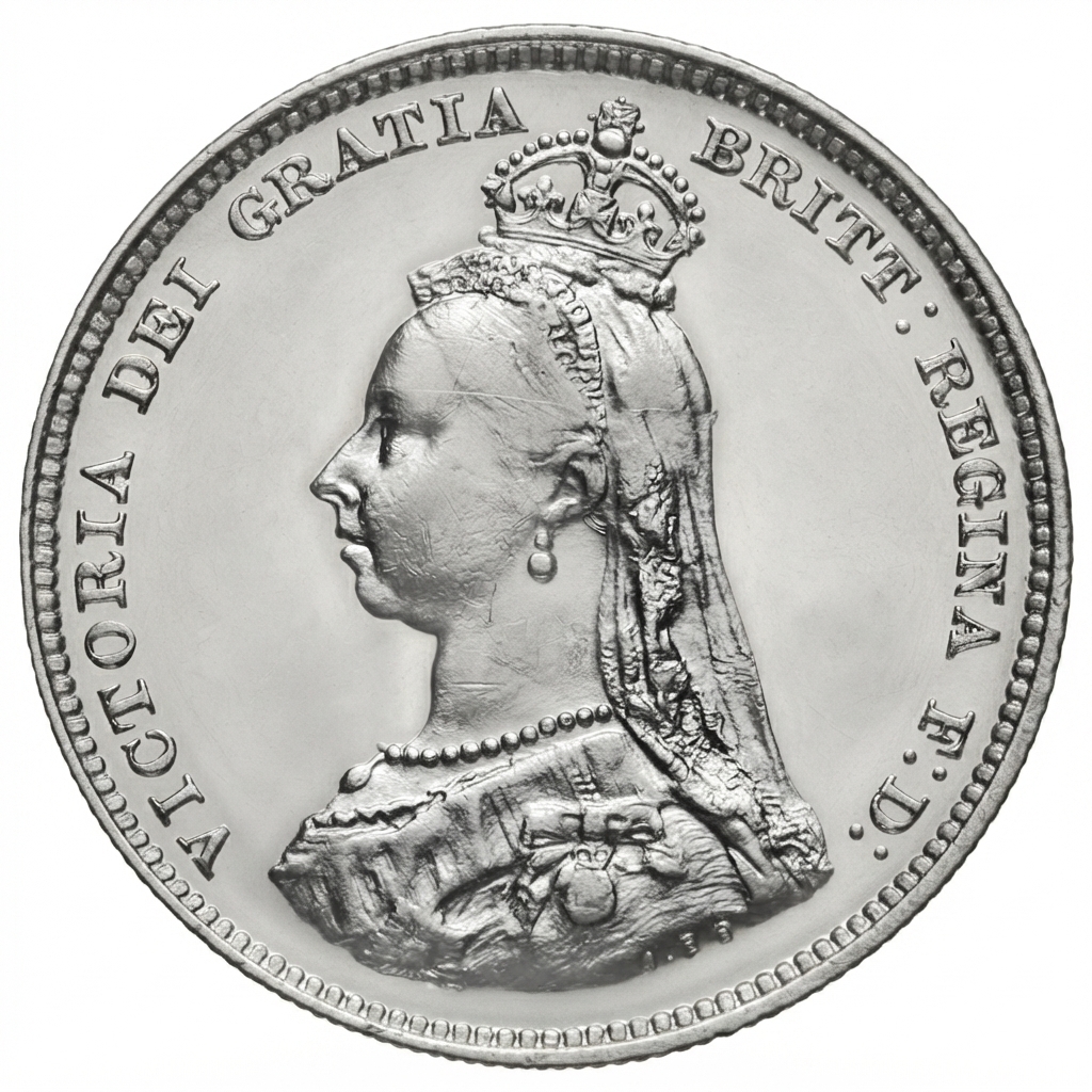 Obverse: Victoria 1888 Silver Shilling