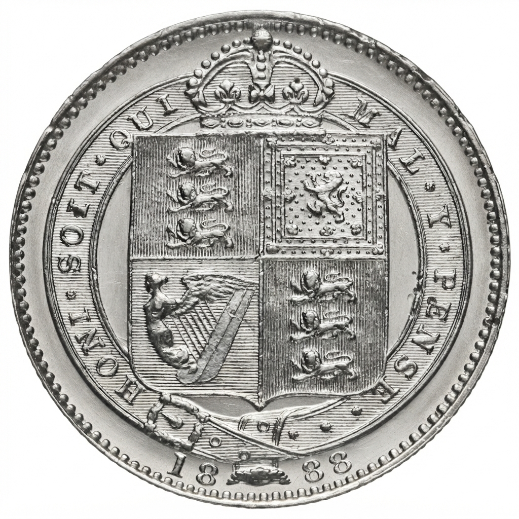 Reverse: Victoria 1888 Silver Shilling