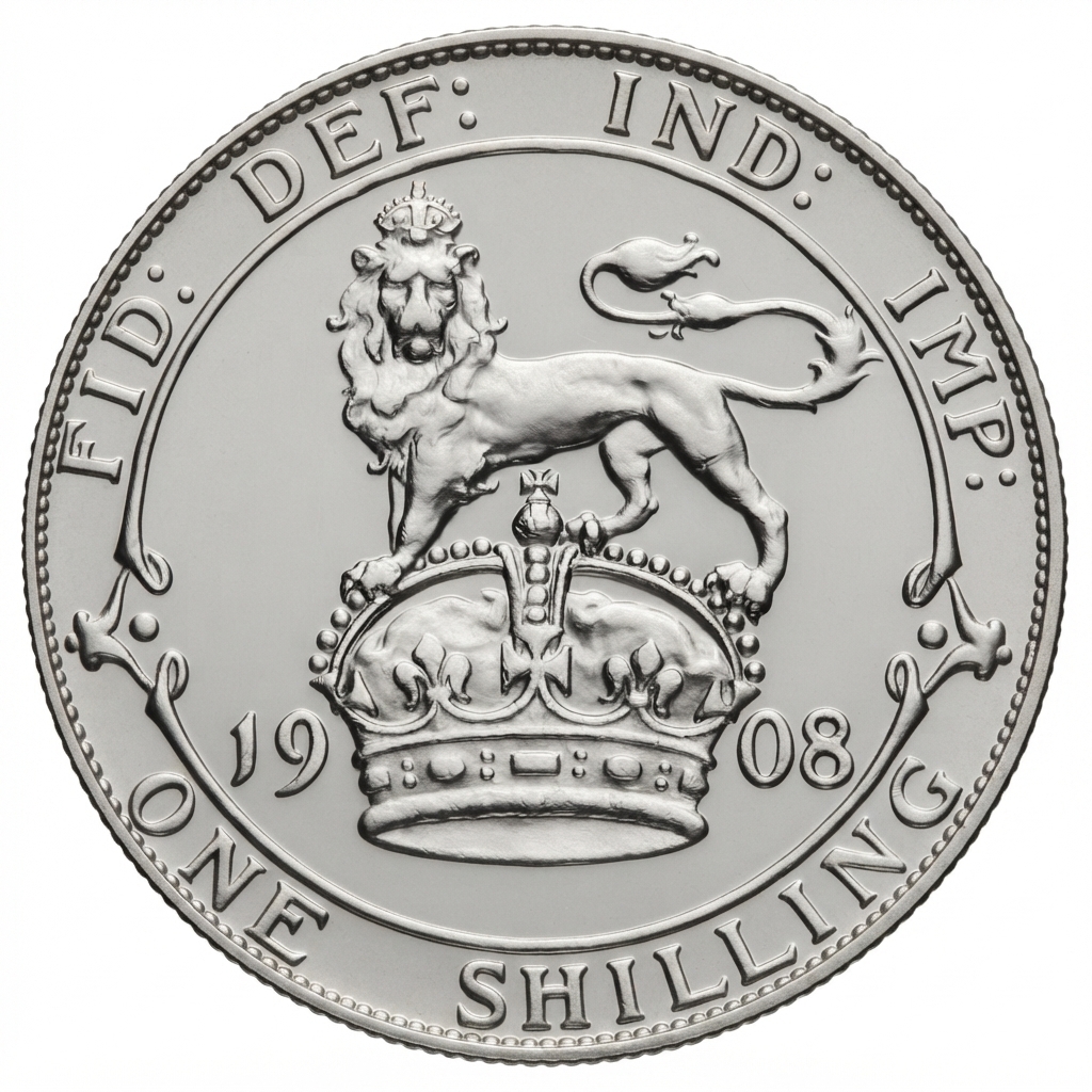 Reverse: Edward VII 1908 Silver Shilling