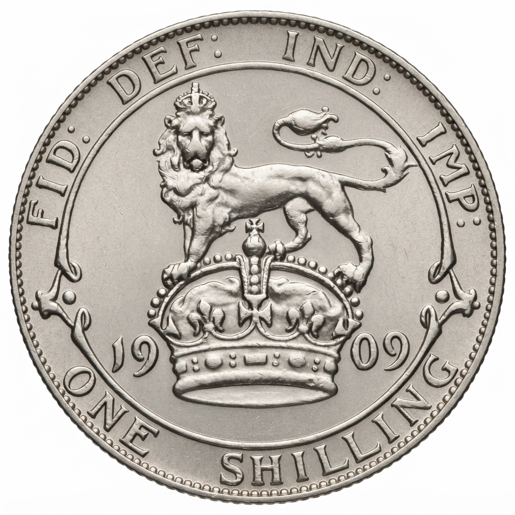 Reverse: Edward VII 1909 Silver Shilling