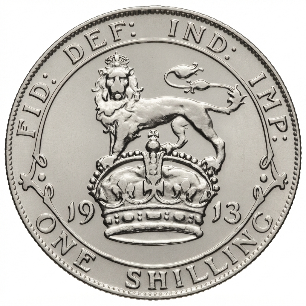 Reverse: George V 1913 Silver Shilling