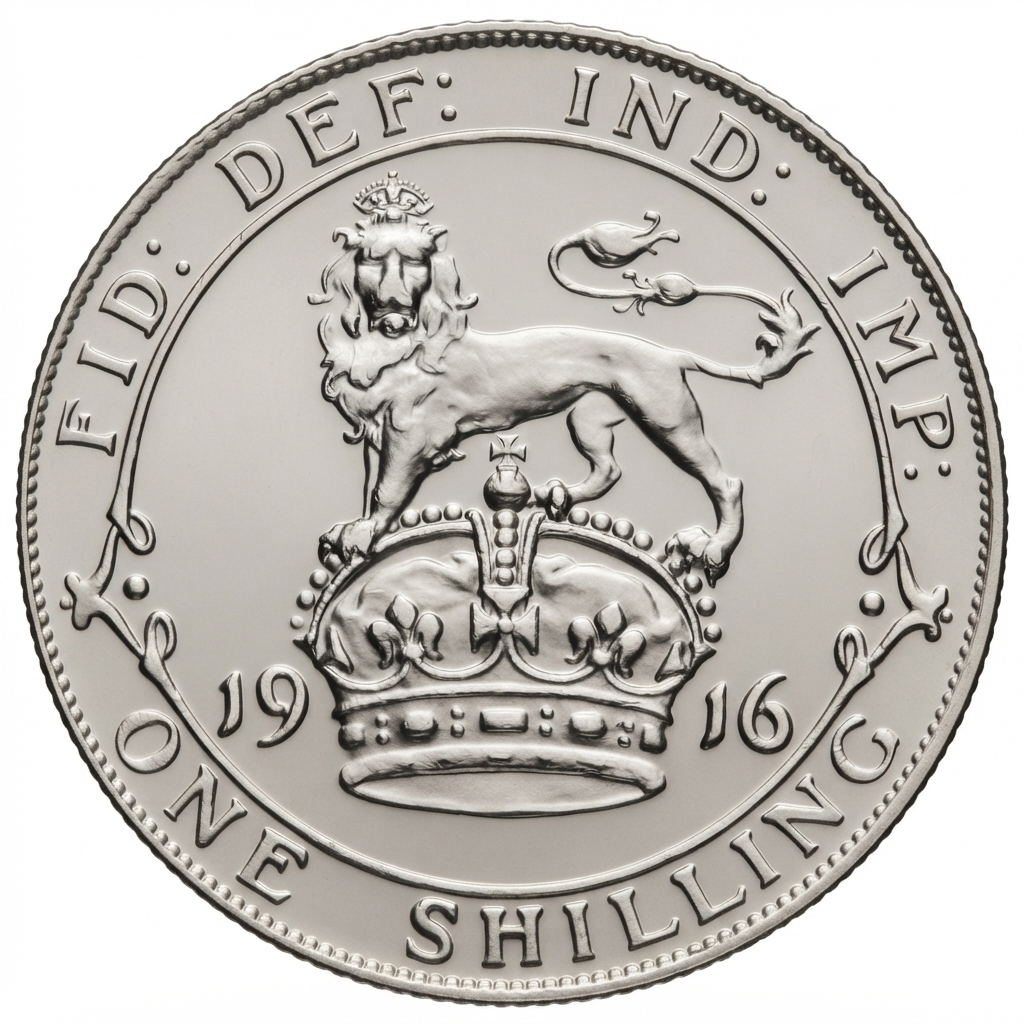 Reverse: George V 1916 Silver Shilling