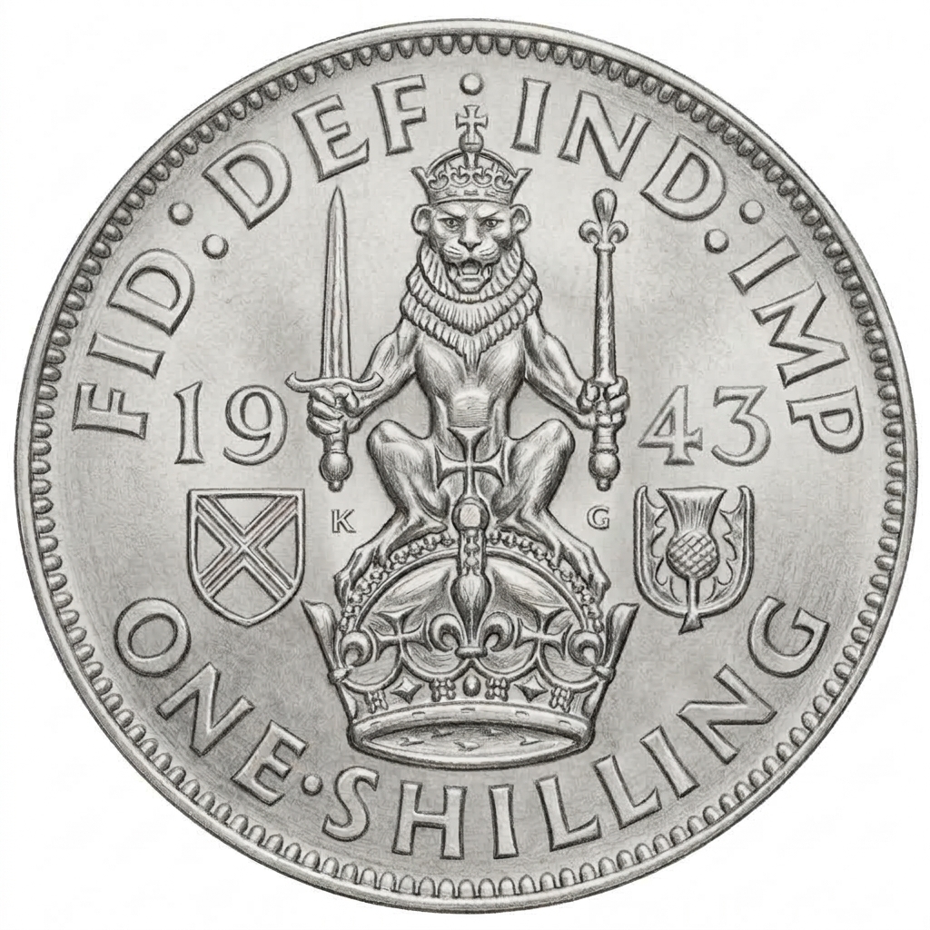 Reverse: George VI 1943 Shilling Scotland Reverse: George VI 1943 Shilling Scotland
