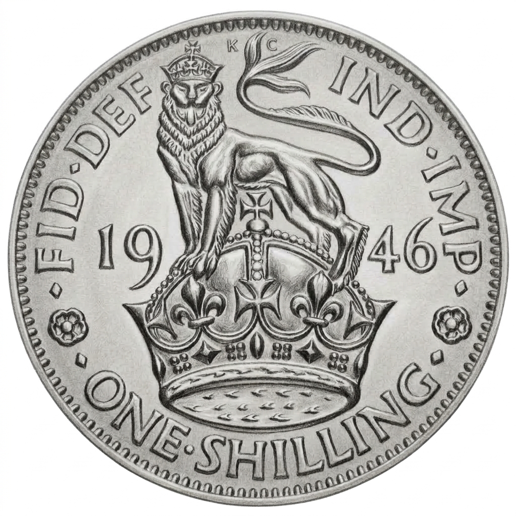 Reverse: George VI 1946 Silver Shilling England