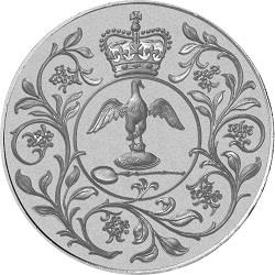 Reverse: Elizabeth II 1977 25p Crown Silver Jubilee