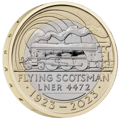 Reverse: Charles III 2023 £2 Centenary of the Flying Scotsman