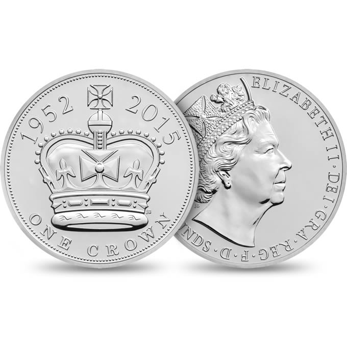 Reverse: Elizabeth II 2015 £5 The Longest Reigning Monarch