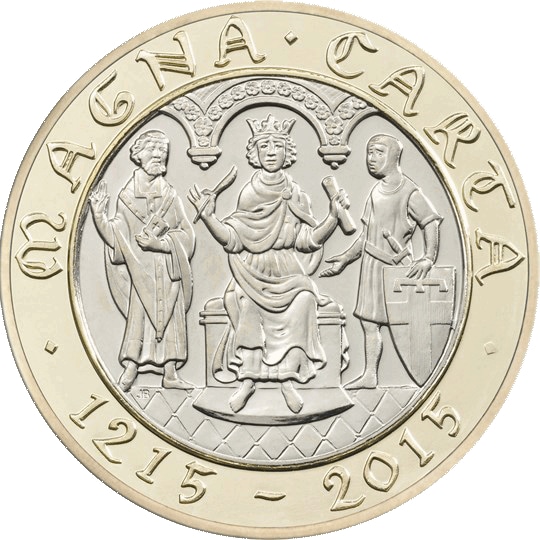 Reverse: Elizabeth II 2015 £2 Magna Carta - 5th Portrait