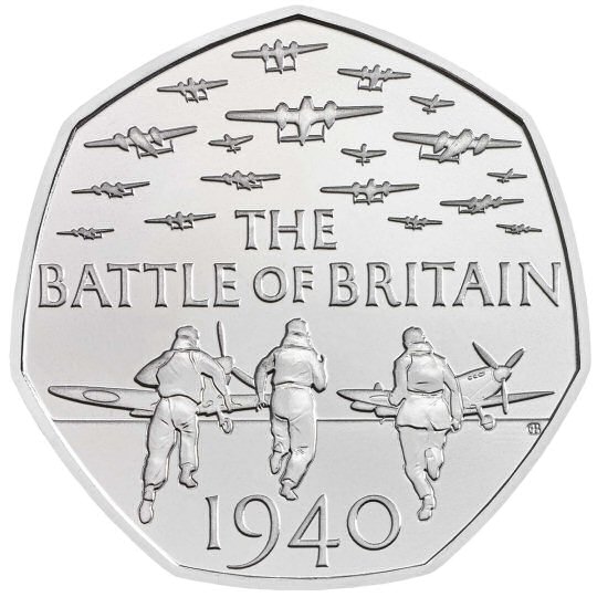Reverse: Elizabeth II 2019 50p Battle of Britain (50 years of the 50p)