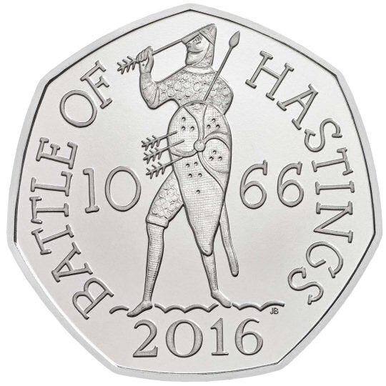 Reverse: Elizabeth II 2019 50p Battle of Hastings (50 years of the 50p)