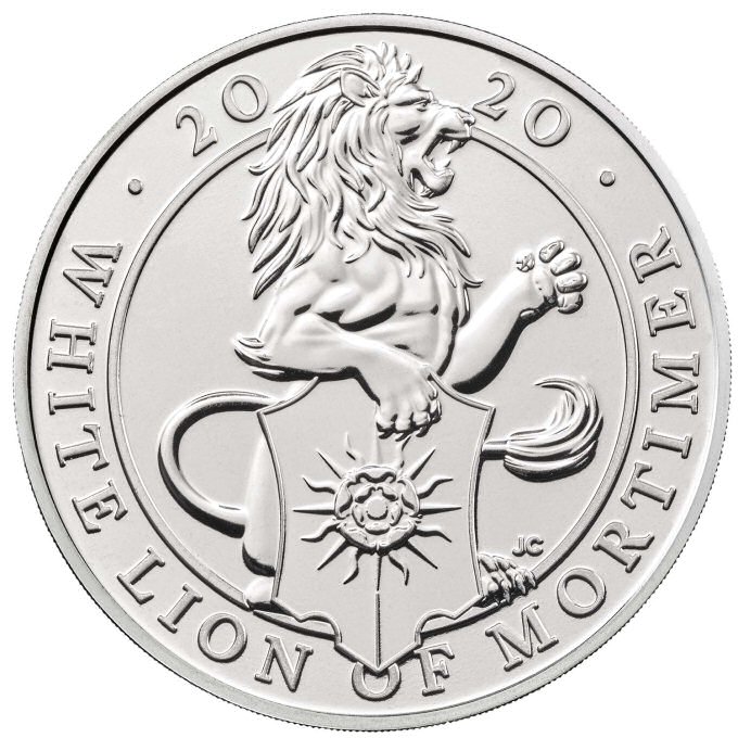 Reverse: Elizabeth II 2020 £5 The White Lion of Mortimer