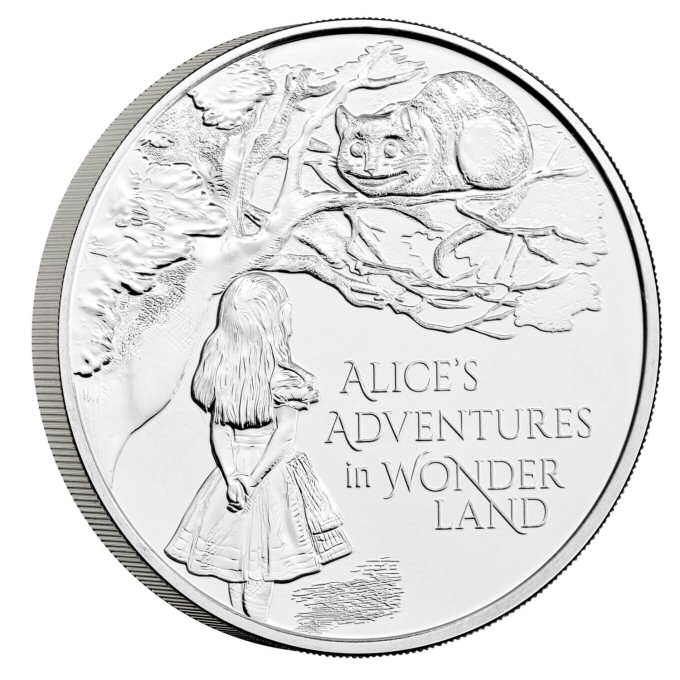 Reverse: Elizabeth II 2021 £5 Alice's Adventures in Wonderland