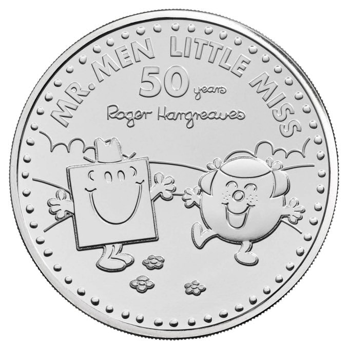 Reverse: Elizabeth II 2021 £5 Mr. Strong and Little Miss Giggles - The 50th Anniversary of Mr. Men Little Miss