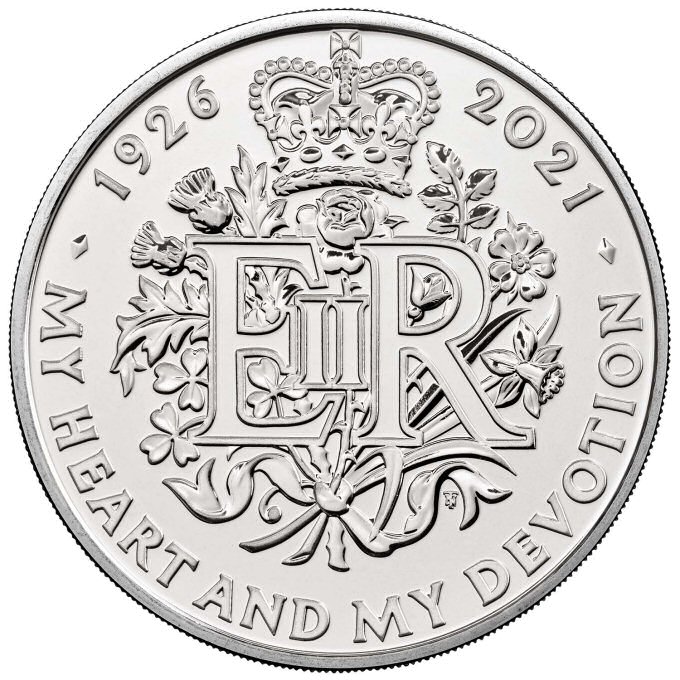 Reverse: Elizabeth II 2021 £5 The Queen's 95th Birthday
