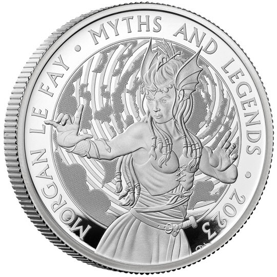 Reverse: Charles III 2023 £5 Myths & Legends Morgan Le Fay