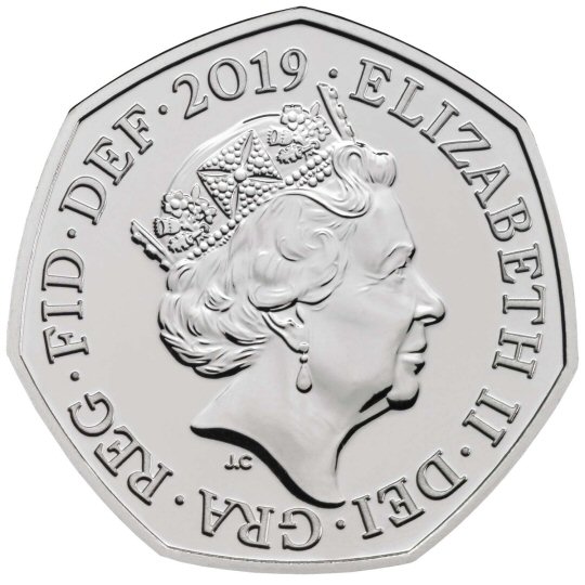 Obverse: Elizabeth II 2019 50p D-Day Landings (50 years of the 50p)
