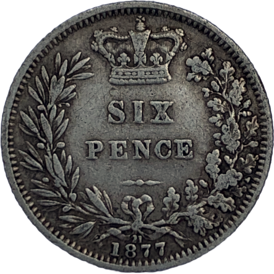 Reverse: Victoria 1877 Sixpence