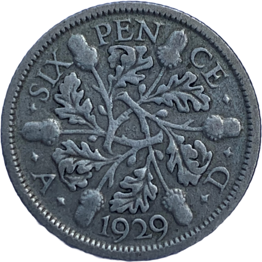 Reverse: George V 1929 Sixpence